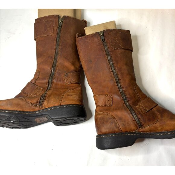 Born Brown Leather Tall Boots Size 9 Zipper Buckle Mid-Calf Stitched Sole Women’ - Picture 4 of 10